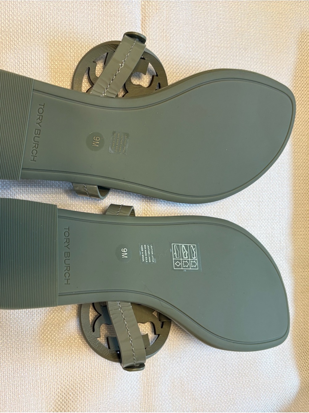 Tory Burch Miller Patent Leather Sandals Light Jade/Green - Picture 2 of 7
